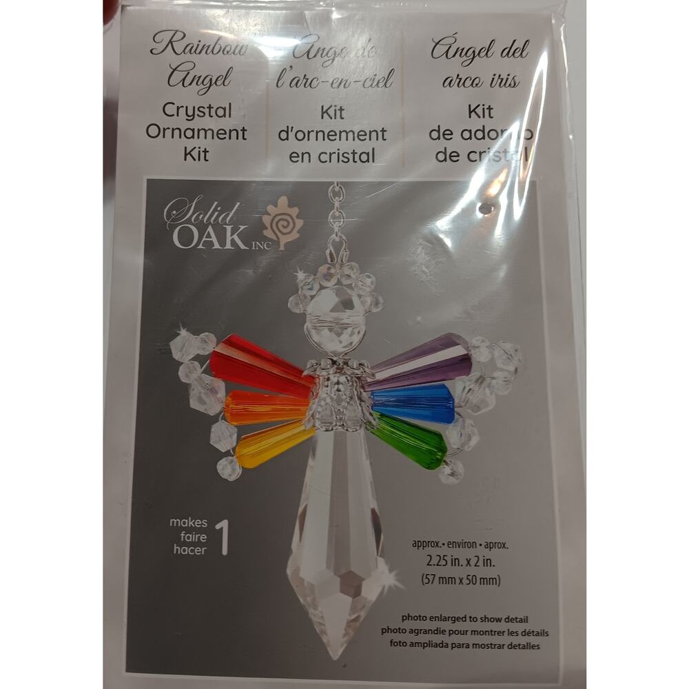 Rainbow Angel Crystal Ornament Kit 2.25" x 2" Solid Oak Inc. Makes 1 NEW